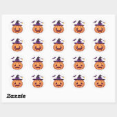 Niedliche Kawaii Pumpkin Hexensticker Runder Aufkleber (Blatt)