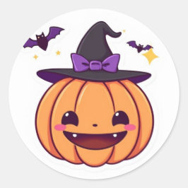 Niedliche Kawaii Pumpkin Hexensticker Runder Aufkleber