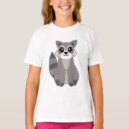 Niedliche Kawaii Raccoon Illustration T-Shirt