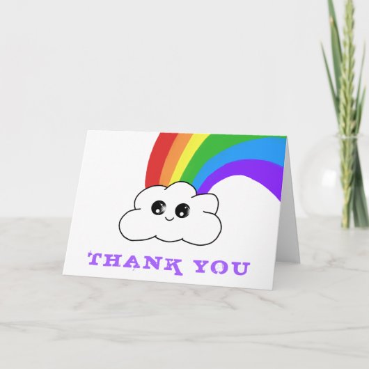 Niedliche Kawaii Rainbow Cloud Kinder Vielen Dank  Dankeskarte (Vorderseite)