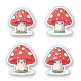 Niedliche Kawaii Red Cap Pilzstickerpackung Aufkleber