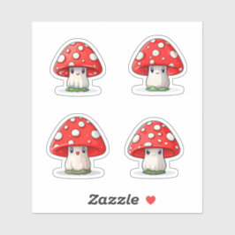 Niedliche Kawaii Red Cap Pilzstickerpackung Aufkleber