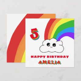 Niedliche Kawaii Regenbogenwolke Kinder glücklich  Karte