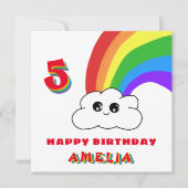 Niedliche Kawaii Regenbogenwolke Kinder glücklich  Karte (Vorderseite)