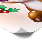 Niedliche Kawaii Reindeer mit Holly und Glitzer Poster (Ecke)