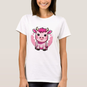 Niedliche Kawaii-Rosa Kuh T-Shirt