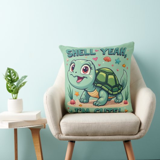 Niedliche Kawaii-Schildkröte mit Funny Puan Ocean  Kissen (Stuhl )
