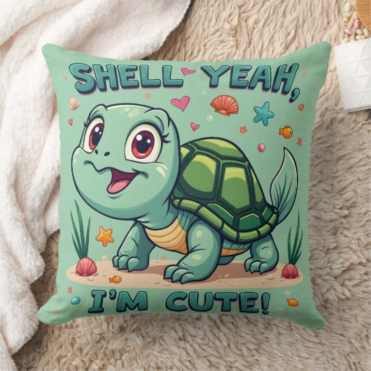 Niedliche Kawaii-Schildkröte mit Funny Puan Ocean Kissen (Decke)