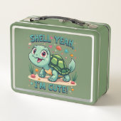 Niedliche Kawaii-Schildkröte mit Funny Puan Ocean Metall Brotdose (Rückseite)