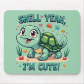 Niedliche Kawaii-Schildkröte mit Funny Puan Ocean Mousepad (Vorne)
