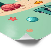 Niedliche Kawaii-Schildkröte mit Funny Puan Ocean  Poster (Ecke)