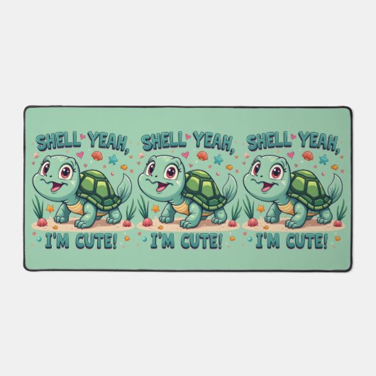 Niedliche Kawaii-Schildkröte mit Funny Puan Ocean Schreibtischunterlage (Vorderseite)