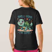 Niedliche Kawaii-Schildkröte mit Funny Puan Ocean  T-Shirt (Rückseite)