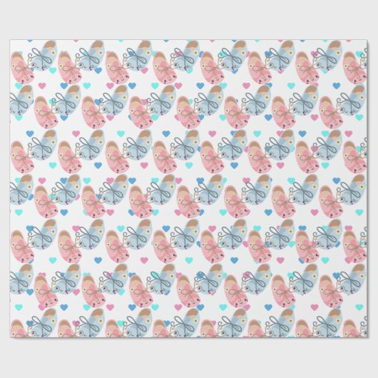 Niedliche Kawaii Schuhe Geschlecht offenbaren Part Geschenkpapier (Flach)