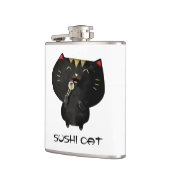 Niedliche Kawaii schwarze Sushi-Katze Flachmann (Links)