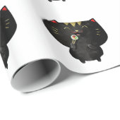 Niedliche Kawaii schwarze Sushi-Katze Geschenkpapier (Rolleneckpunkt)