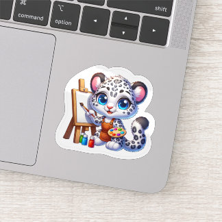 Niedliche Kawaii Snow Leopard Artist Stickers Pain Aufkleber