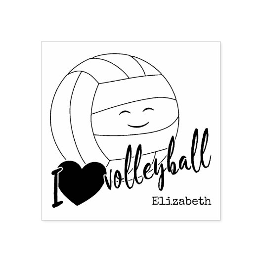 niedliche kawaii sports girls' "I Liebe volleyball Gummistempel (Prägung)