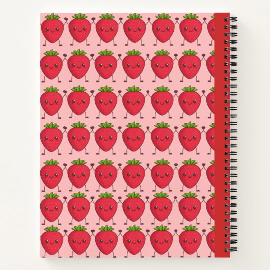 Niedliche Kawaii Strawberry Spiralkomposition Notizblock (Rückseite)