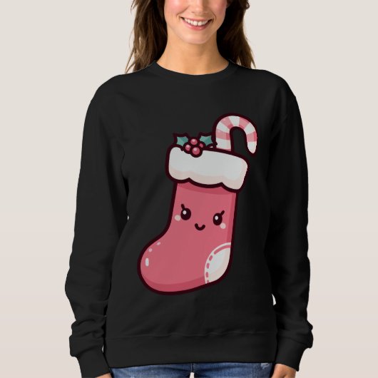 Niedliche Kawaii Strumpf Illustration Sweatshirt (Vorderseite)