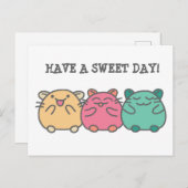 Niedliche Kawaii Style Cartoon Hamsters Custom Postkarte (Vorne/Hinten)