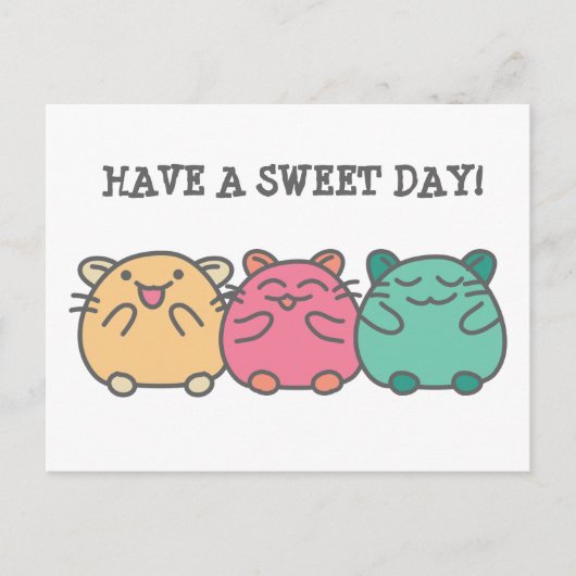 Niedliche Kawaii Style Cartoon Hamsters Custom Postkarte (Vorderseite)