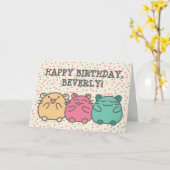 Niedliche Kawaii Style Cartoon Hamsters Personalis Karte (Gelbe Blume)