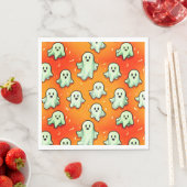 Niedliche Kawaii Style Ghosts auf Orange Serviette (Beispiel)