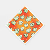 Niedliche Kawaii Style Ghosts auf Orange Serviette (Ecke)