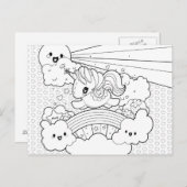 Niedliche Kawaii Sunny Unicorn Farbübersicht Postkarte (Vorne/Hinten)