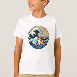 Niedliche Kawaii Surf Große Welle Witziges Japan T-Shirt