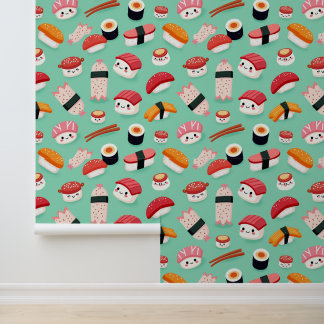 Niedliche Kawaii Sushi Musterzeichnung Tapete
