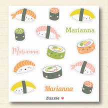 Niedliche Kawaii Sushi-Vinyl-Aufkleber mit individ