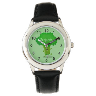 Niedliche Kawaii tanzende Broccoli Cartoon-Abbildu Armbanduhr