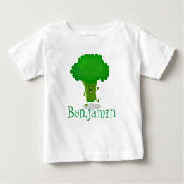 Niedliche Kawaii tanzende Broccoli Cartoon-Abbildu Baby T-shirt