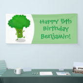 Niedliche Kawaii tanzende Broccoli Cartoon-Abbildu Banner (Messe)