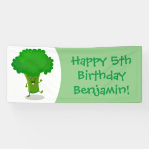 Niedliche Kawaii tanzende Broccoli Cartoon-Abbildu Banner