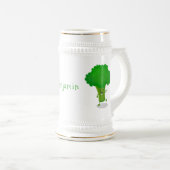 Niedliche Kawaii tanzende Broccoli Cartoon-Abbildu Bierglas (VorderseiteRechts)