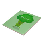 Niedliche Kawaii tanzende Broccoli Cartoon-Abbildu Fliese (Seite)