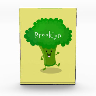 Niedliche Kawaii tanzende Broccoli Cartoon-Abbildu Fotoblock