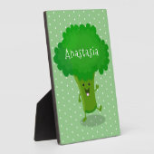 Niedliche Kawaii tanzende Broccoli Cartoon-Abbildu Fotoplatte (Seite)