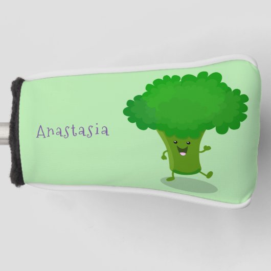 Niedliche Kawaii tanzende Broccoli Cartoon-Abbildu Golf Headcover (Vorderseite)