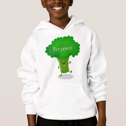 Niedliche Kawaii tanzende Broccoli Cartoon-Abbildu Hoodie (Vorderseite)
