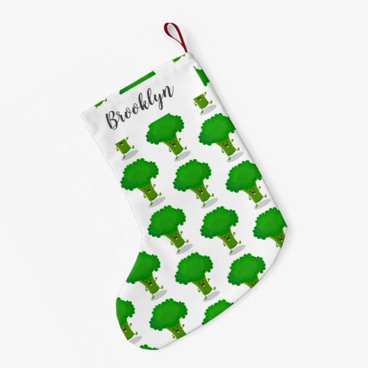 Niedliche Kawaii tanzende Broccoli Cartoon-Abbildu Kleiner Weihnachtsstrumpf (Rückseite (Hängend))