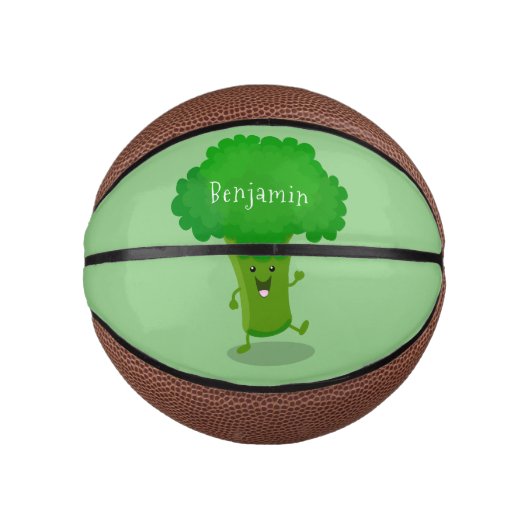Niedliche Kawaii tanzende Broccoli Cartoon-Abbildu Mini Basketball (Vorderseite)