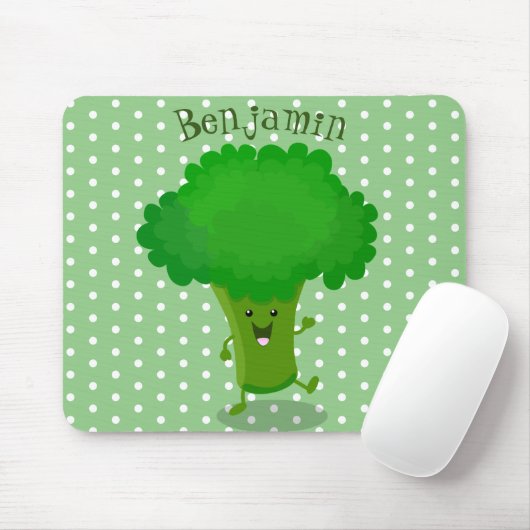 Niedliche Kawaii tanzende Broccoli Cartoon-Abbildu Mousepad (Mit Mouse)