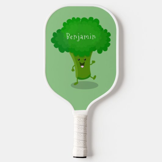 Niedliche Kawaii tanzende Broccoli Cartoon-Abbildu Pickleball Schläger (Rückseite)
