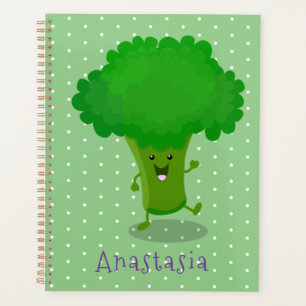 Niedliche Kawaii tanzende Broccoli Cartoon-Abbildu Planer