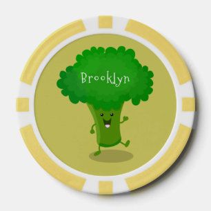 Niedliche Kawaii tanzende Broccoli Cartoon-Abbildu Pokerchips