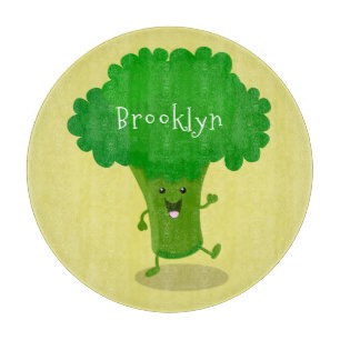 Niedliche Kawaii tanzende Broccoli Cartoon-Abbildu Schneidebrett